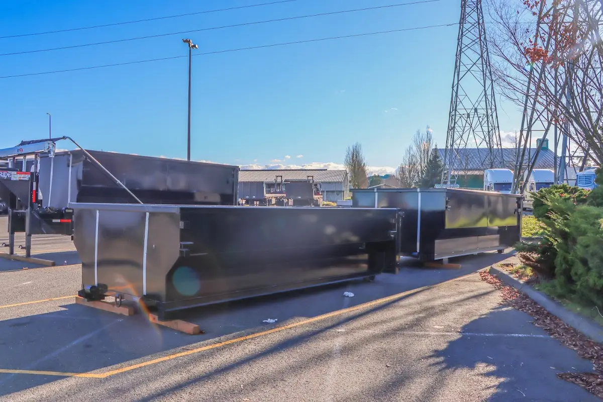 Roll-off dumpster ready for waste disposal at job site for 10 Yard Dumpster Rental in Cambria